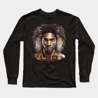 Black Leo Zodiac Sign Man Long Sleeve T-Shirt